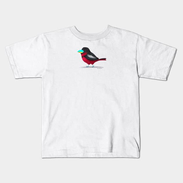 Black and Red Broadbill Bird Kids T-Shirt by julianamotzko